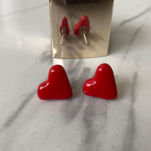 Red heart earrings