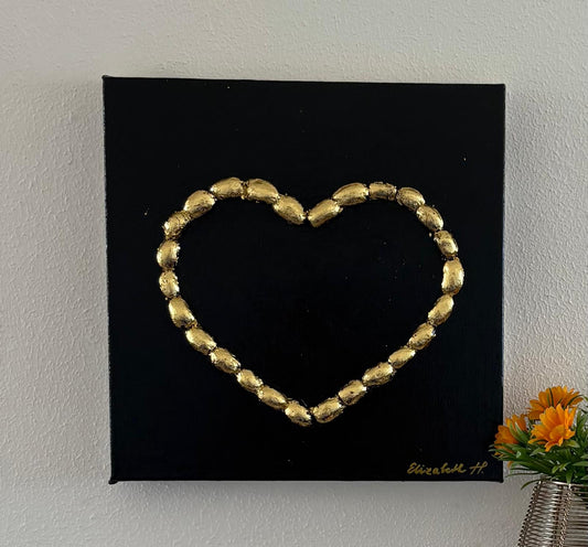 ART ON CANVAS -  Handmade 3D Gold Heart